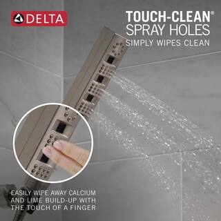 Delta 4-Spray Patterns 1.75 GPM 1.43 in. Wall Mount Handheld Shower Head with H2Okinetic in Lumicoat Stainless 59140-SS-PR-PK