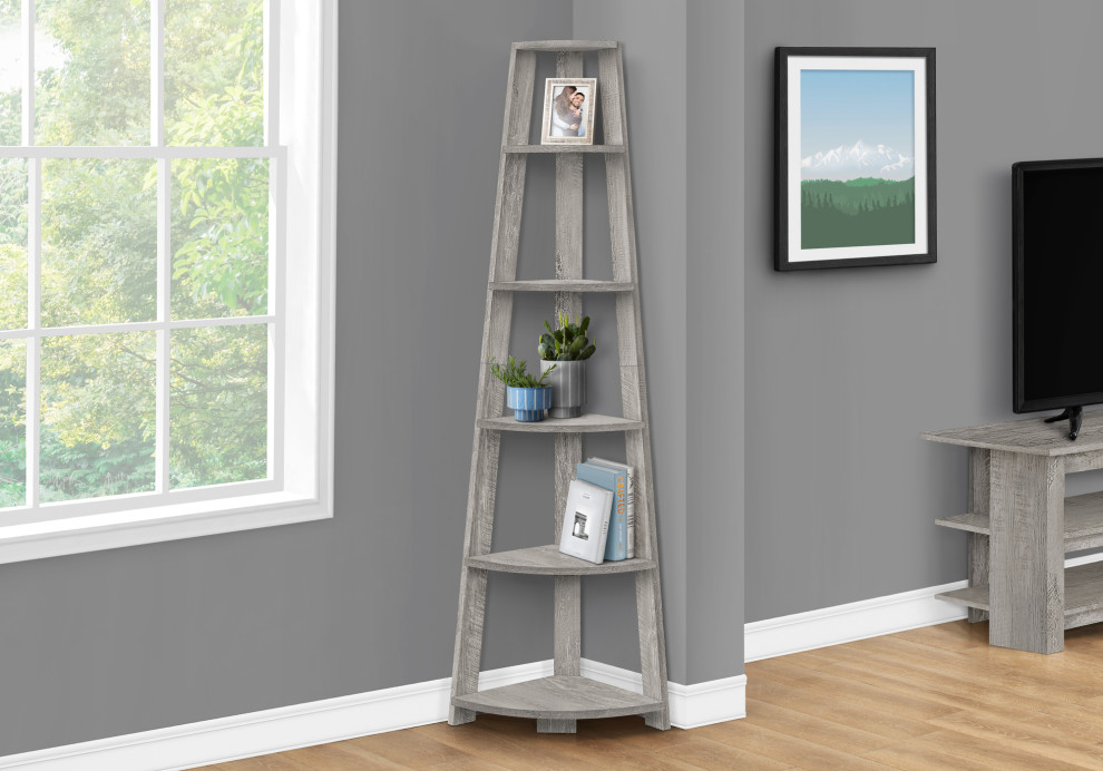 Bookshelf  Etagere  Corner  5 Tier  72 quotH  Office  Bedroom  Laminate   Farmhouse   Bookcases   by Monarch Specialties  Houzz