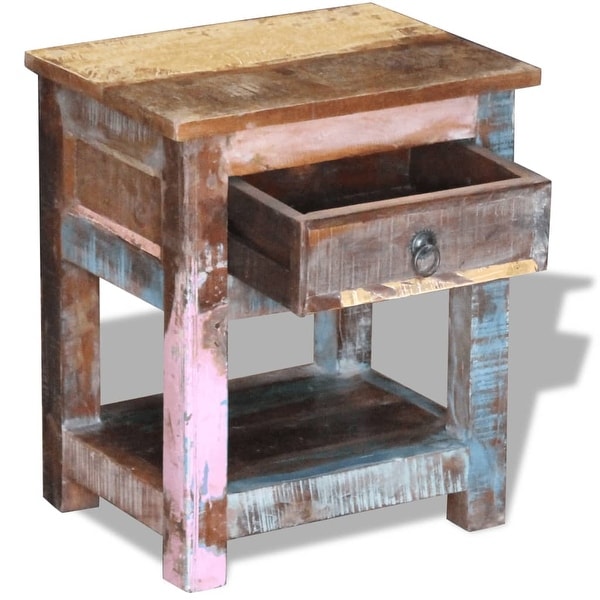 Side Table with 1 Drawer Solid Reclaimed Wood 17