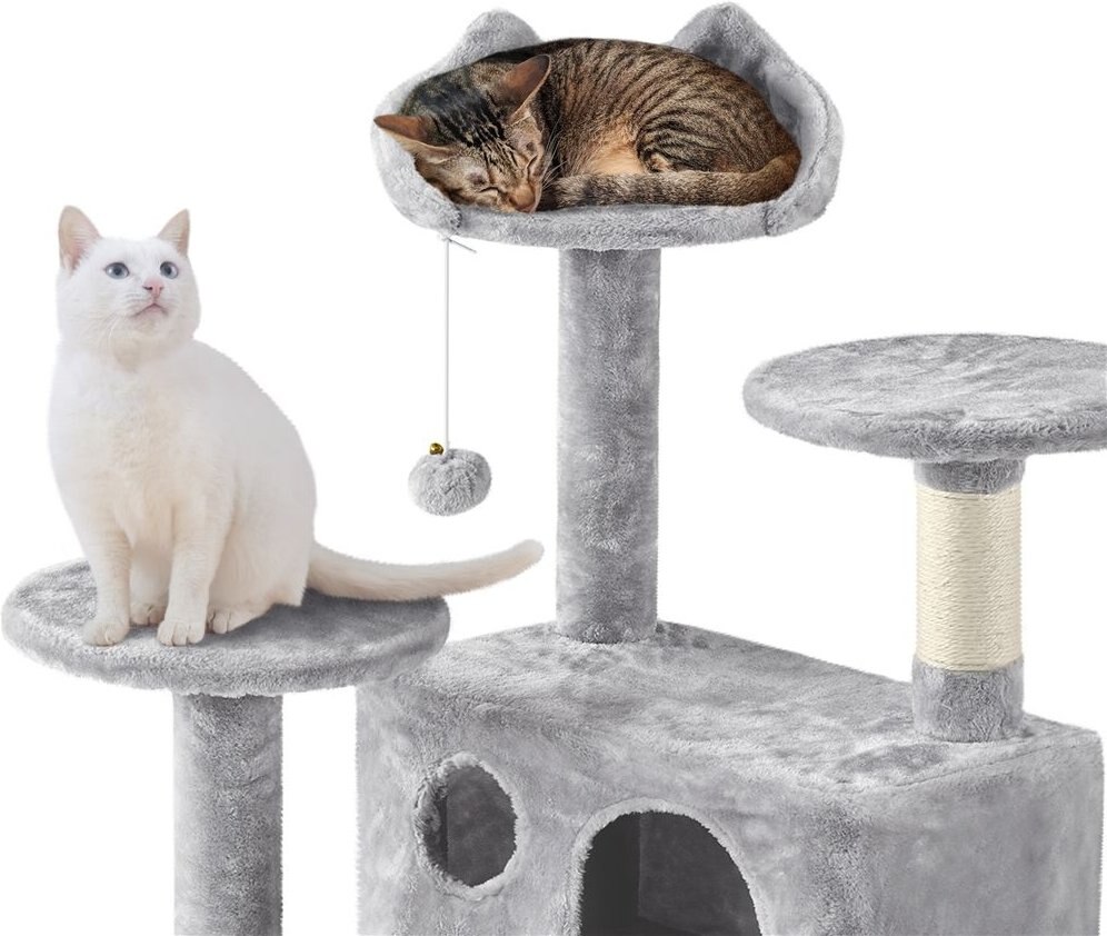 Yaheetech 61.5-in Plush Scratching Tree w/2 Condos Cat Tree