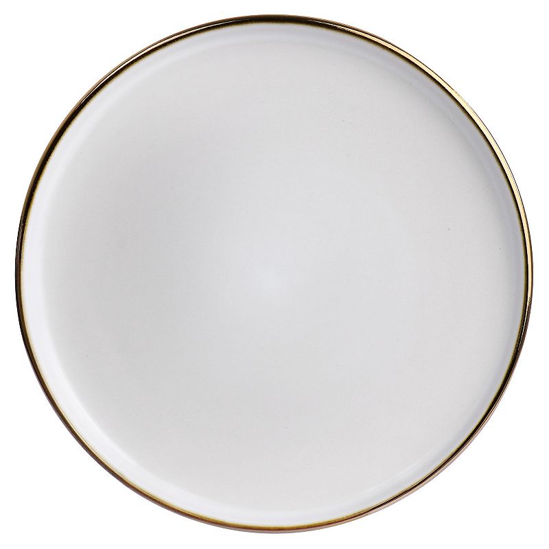 Elama Arthur 6 Piece Stoneware Salad Plate Set in Matte White with Gold Rim