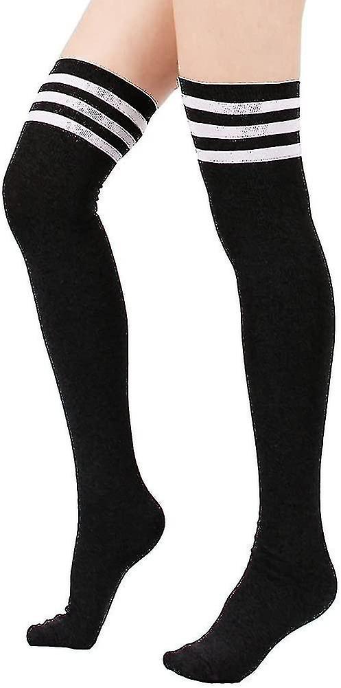 2 Pairs Women Over Knee Thigh High Socks Plus Size Tube Leg Warmers Stocking Cotton