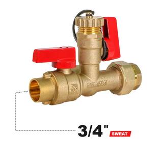 The Plumber's Choice 34 in. SWT ankless Water Heater Kit- Set of 2 Heavy Duty Hot and Cold Isolation Valves with Cleanouts Forged Brass WGUH-JTP56-T-MG