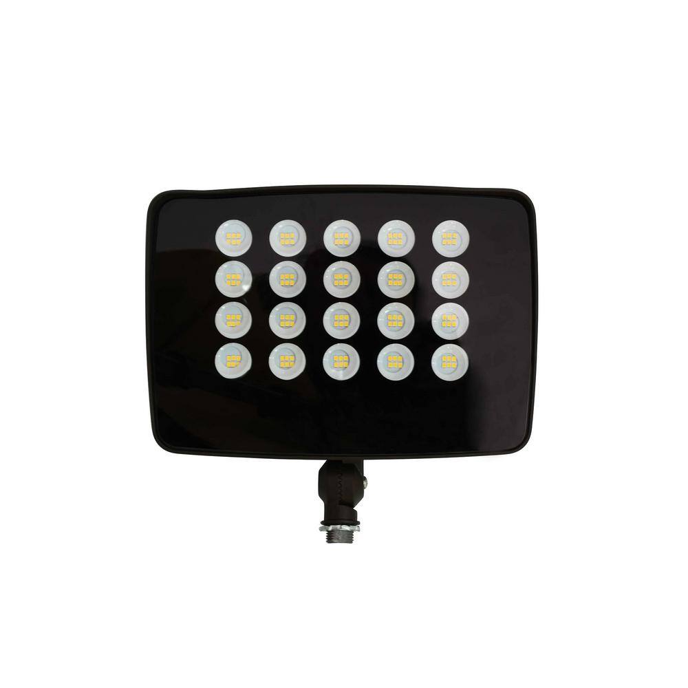 Commercial Electric 250W Equivalent Integrated LED Bronze Outdoor High Output Flood Light 9500 Lumens 4000K Dusk-to-Dawn PWRFX70-PC-4K-BZ