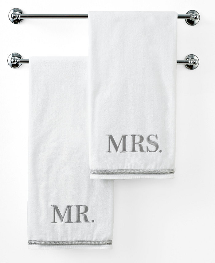 Avanti Mr. and Mrs. Embroidered Cotton Bath Towel 27 x 50