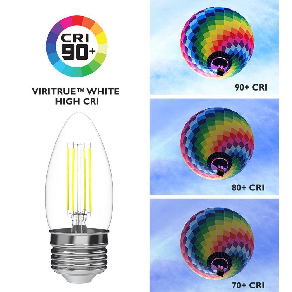 Viribright 35-Watt Equivalent (2700K) B10 Dimmable 90+ CRI Chandelier LED Light Bulb Warm White (6-Pack) 74552-6