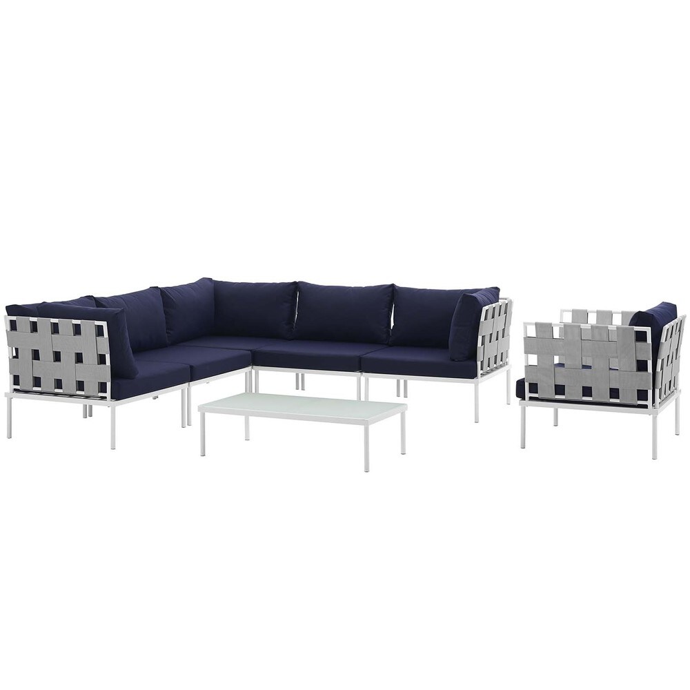 Harmony 7 piece Outdoor Patio Aluminum Sectional Sofa Set