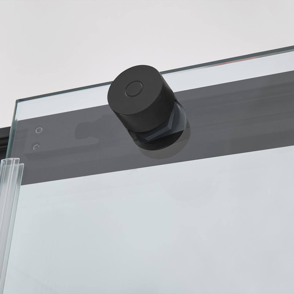 Glacier Bay Tidal 60 in. W x 59 in. H Sliding Semi Frameless Tub Door in Matte Black GBSH158