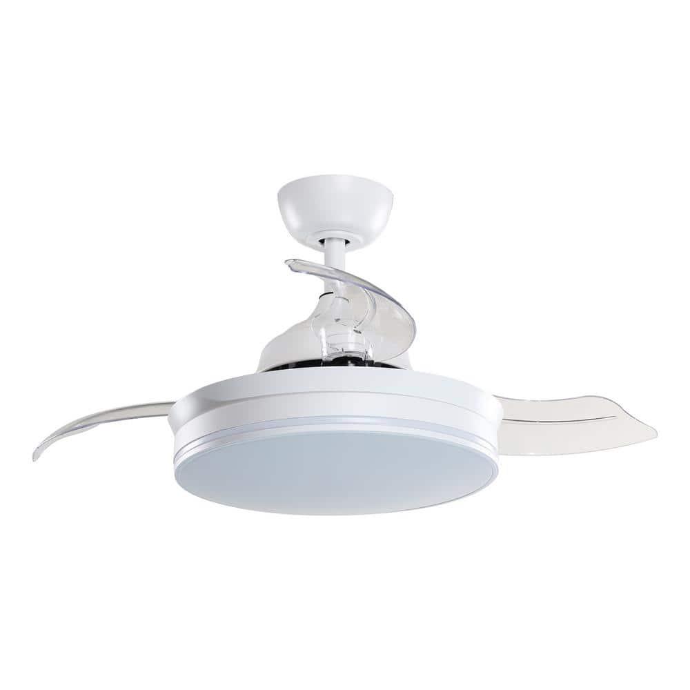 Parrot Uncle Ericksen 36 in Retractable White Ceiling Fan Chandelier with Light and Remote Control