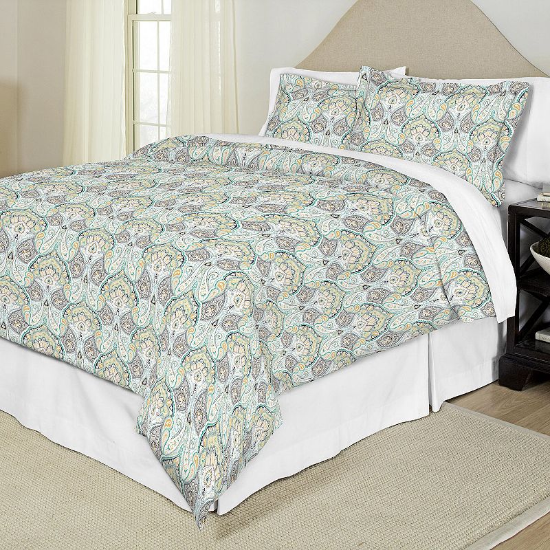 Pointehaven Cypress Printed Percale Duvet Cover Set