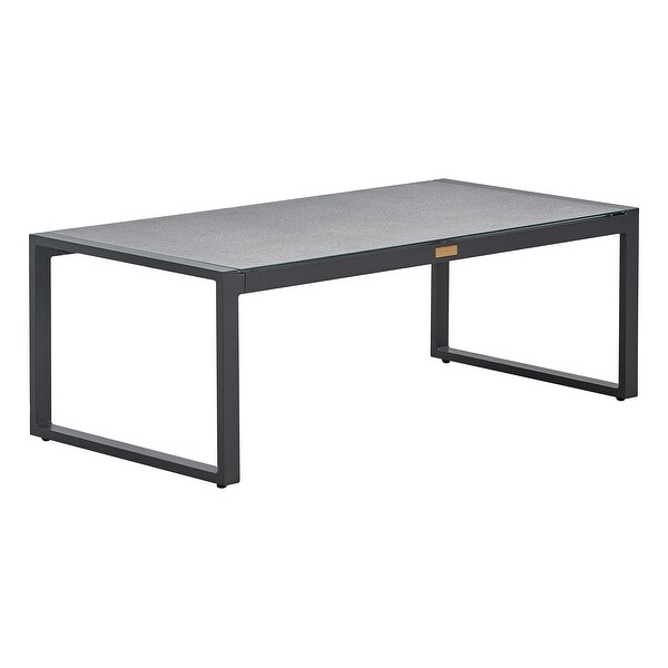 Tommy Hilfiger Hampton Outdoor Coffee Table with Natural Gray Pebbled Glass