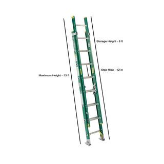 Werner 16 ft. Fiberglass D-Rung Extension Ladder with 225 lb. Load Capacity Type II Duty Rating D5916-2