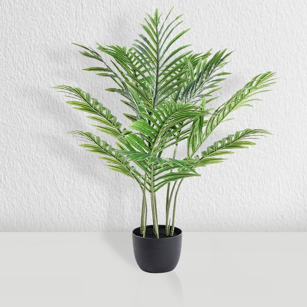 Artificial Palm Tree In Black Pot， Indoor Artificial Plant For Home Decor