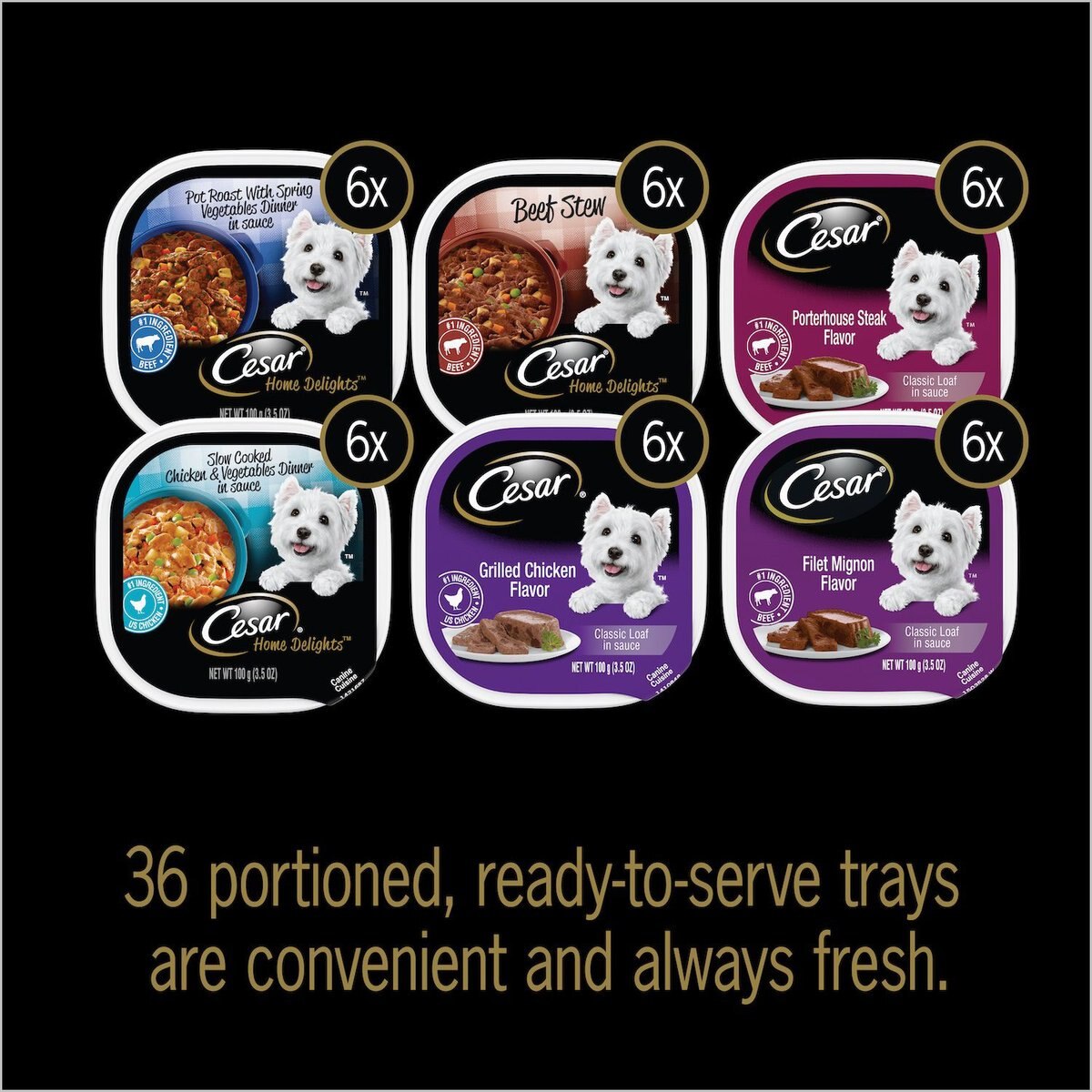 Cesar Home Delights and Classic Loaf in Sauce Variety Pack Dog Food Trays