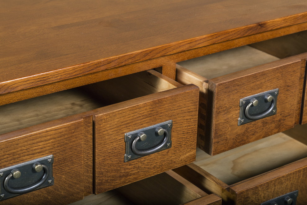 Mission Quarter Sawn Oak Coffee Table With Drawers on Both Sides   Transitional   Coffee Tables   by Crafters and Weavers  Houzz