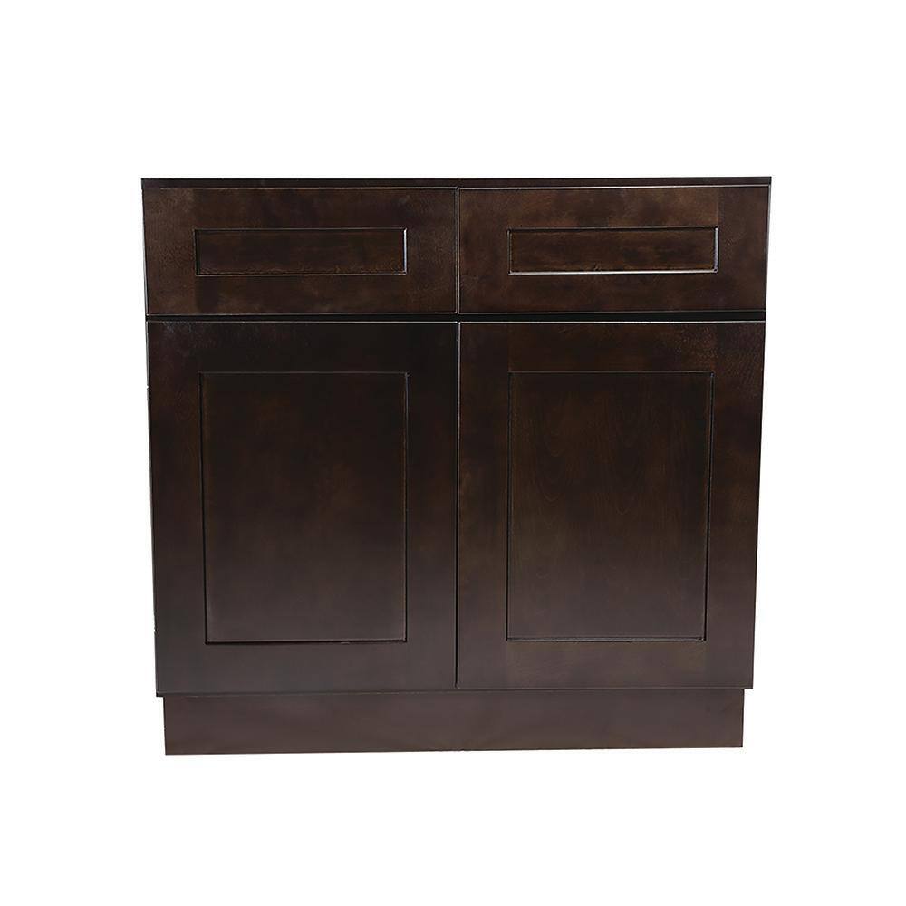 Design House Brookings Plywood Ready to Assemble Shaker 36x34.5x24 in. 2-Door 2-Drawer Base Kitchen Cabinet in Espresso 561993