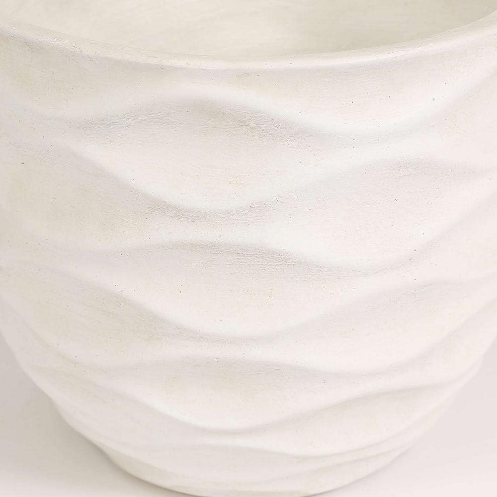 Luxen Home White Wavy Design MgO Planter Large WHPL634