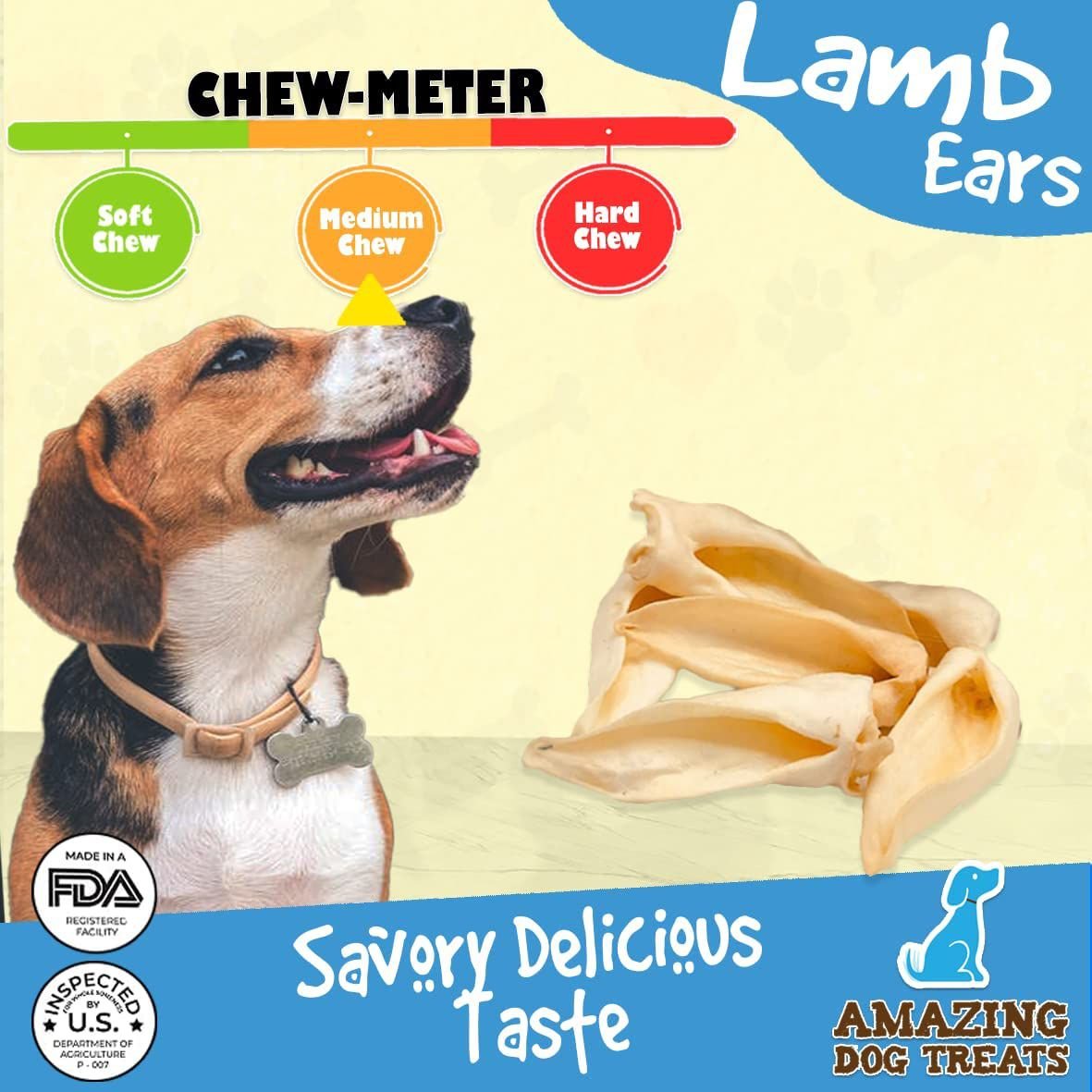 Amazing Dog Treats Lamb Ears Dog Treats， 10 count