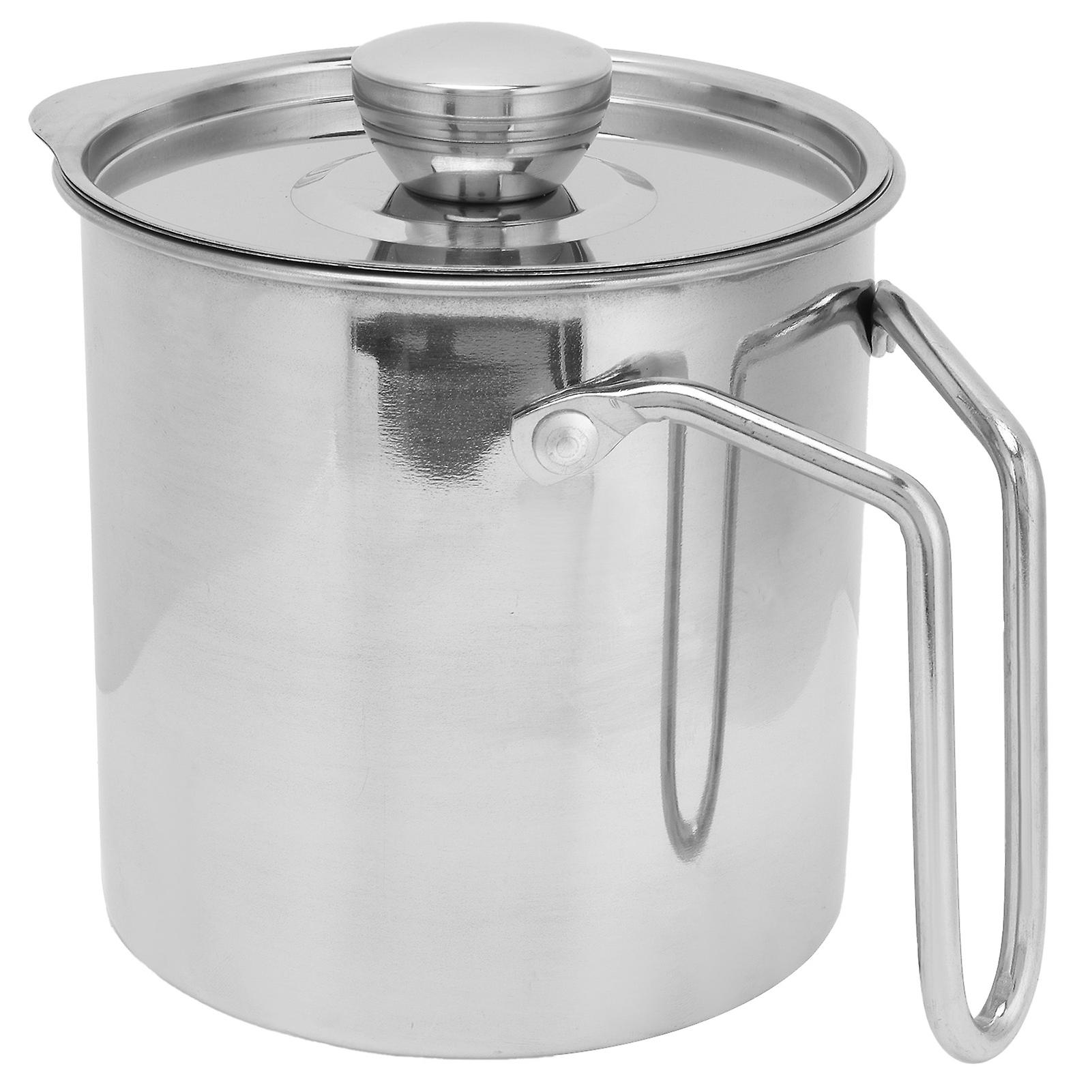 Stainless Steel Oil Filter Pot with Handle Kitchen Grease Container for Cooking Frying OilS (1300ml)