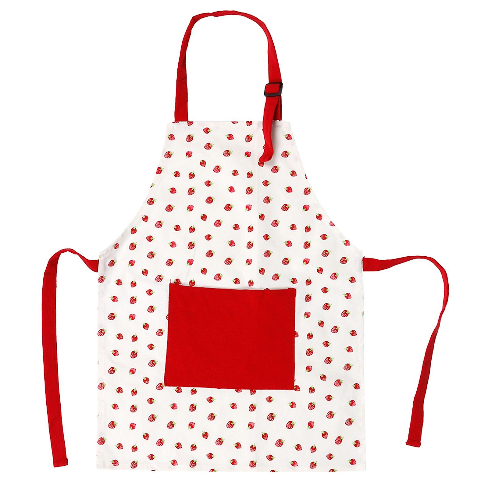 Children Kids Cooking Baking Painting Apron Chefs Kitchen Red Strawberry