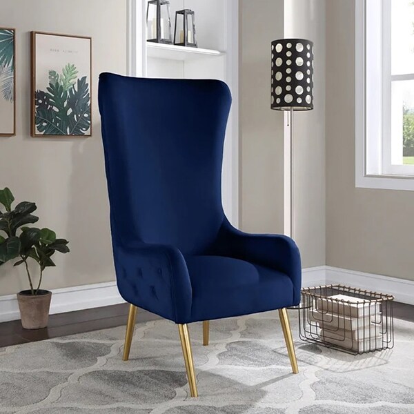 Best Master Furniture Kireth Velvet Upholstered High Back Accent Chair with Gold Legs