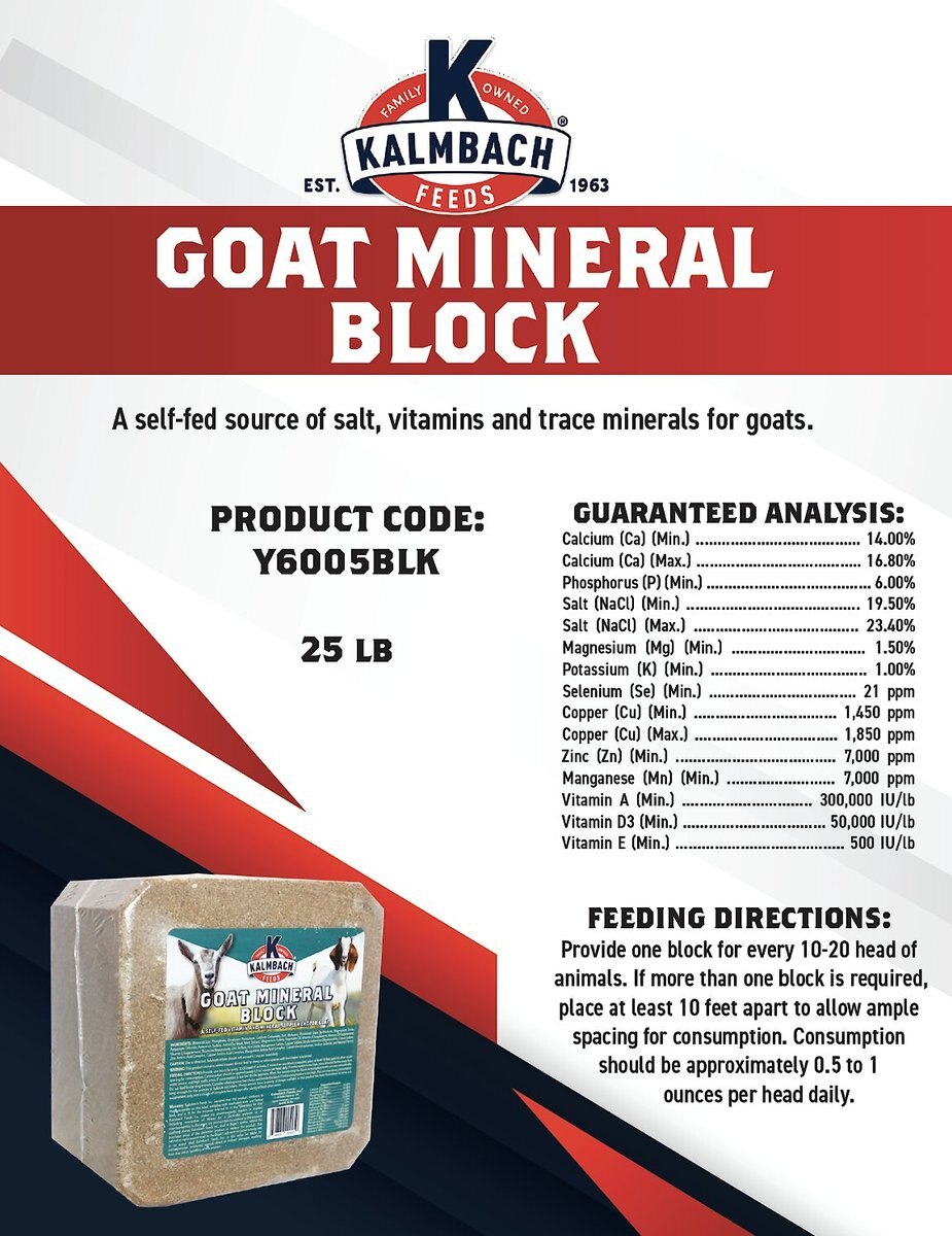 Kalmbach Feeds Vitamin and Mineral Goat Supplement， 25-lb block