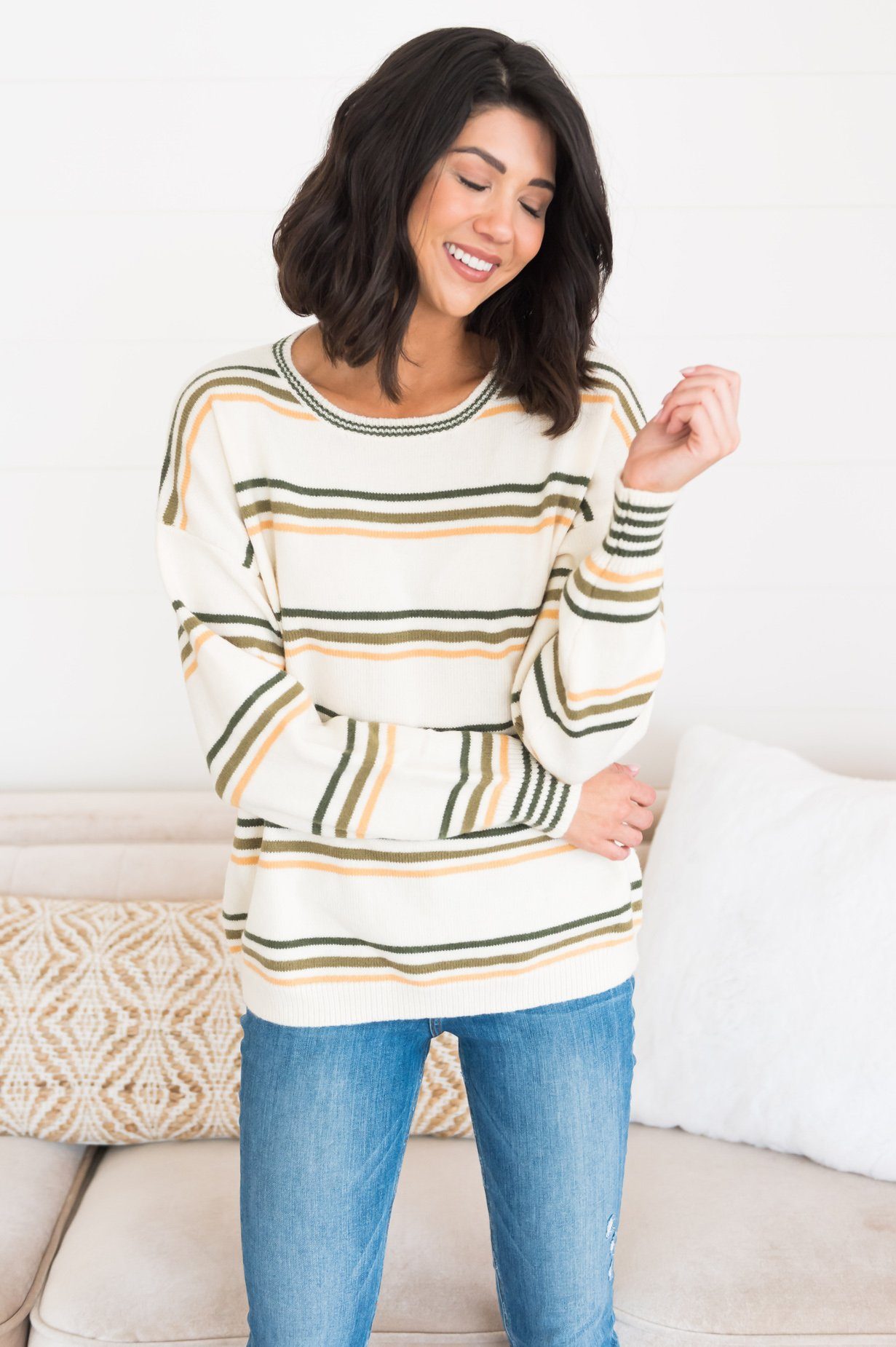 Soft Stripes Modest Sweater