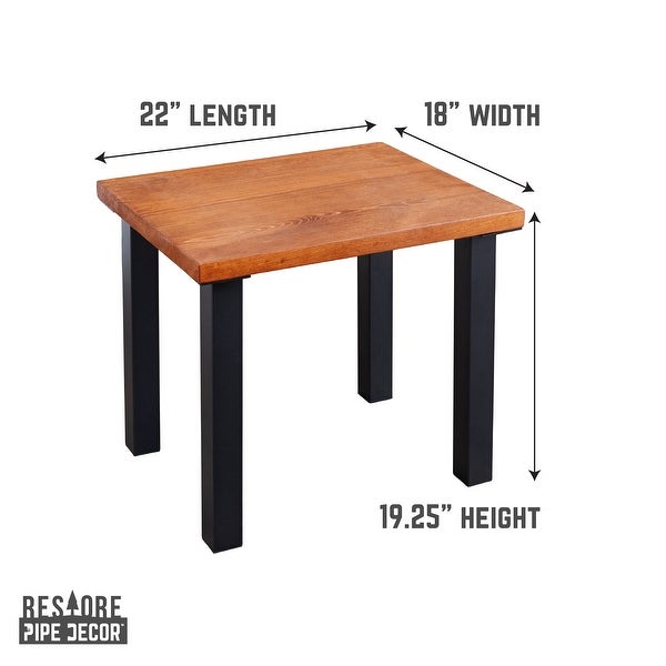 PIPE DECOR Solid Wood End Table Top with (4) Matte Black Metal Legs