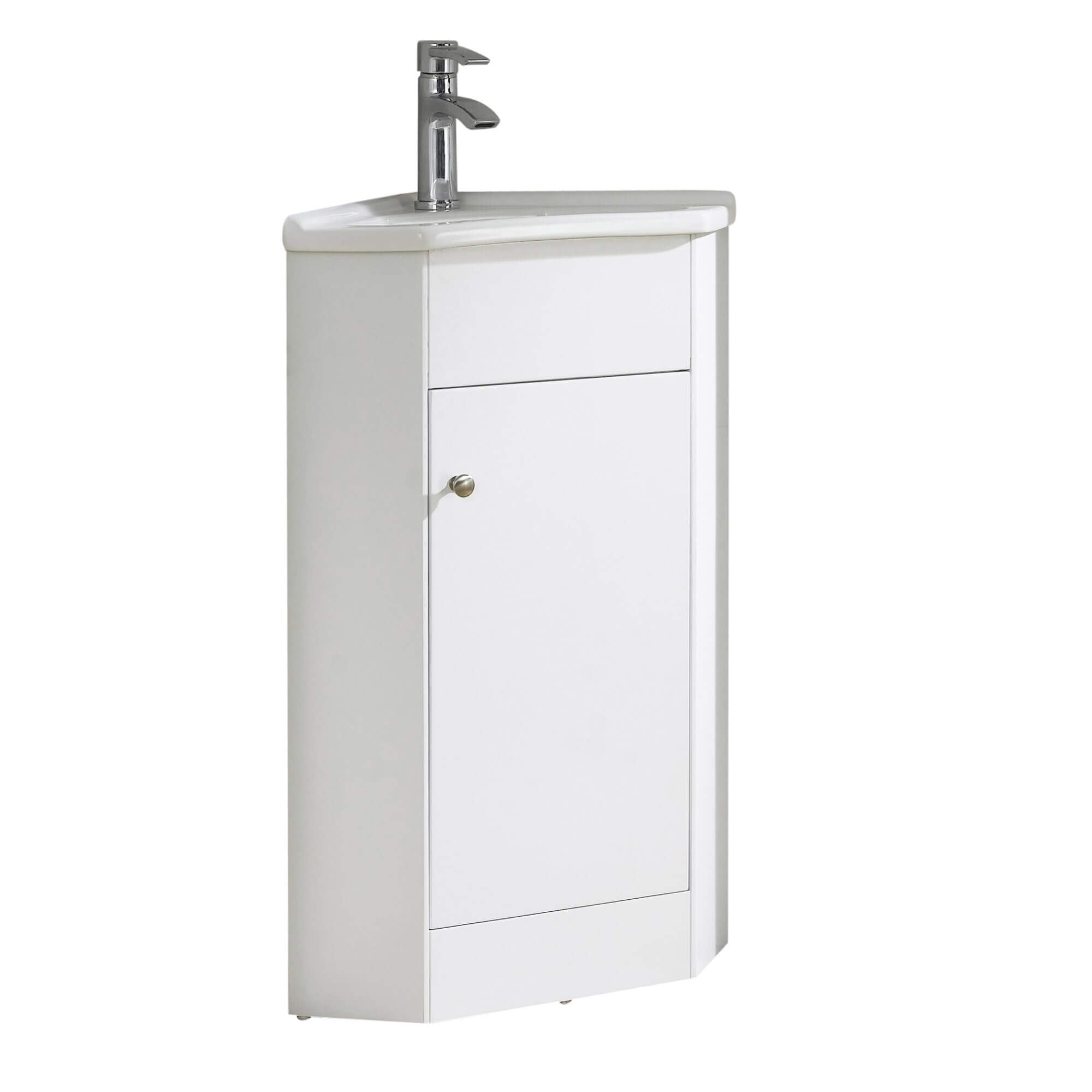 Fine Fixtures - Corner Bathroom Vanity And Sink , White - Englewood Collection