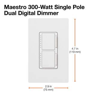 Lutron Maestro Dual Digital Dimmer Switch For Incandescent Bulbs Only 300-WattSingle-Pole Palladium (MA-L3L3-PD) MA-L3L3-PD