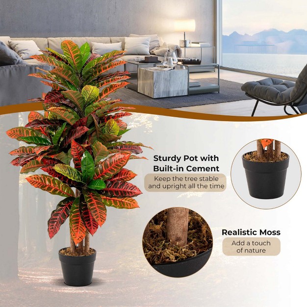 Tall Faux Fiddle Leaf Fig Tree Fake Croton Palm Tree