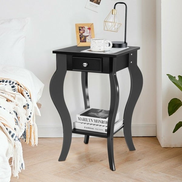 End Side Table with Drawer and Bottom Shelf - 15