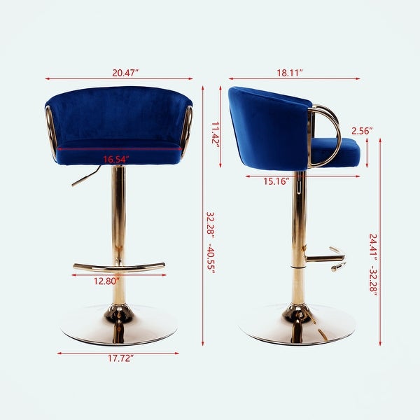 Bar Stools with Chrome Footrest and Base (Set of 2)