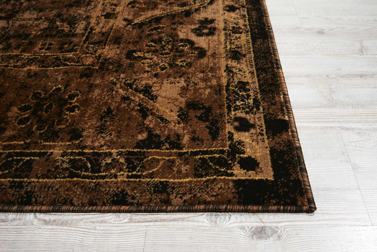 Nourison Delano Transitional Distressed Espresso 67 x 96 Area Rug， (6and#8242; x 9and#8242;)