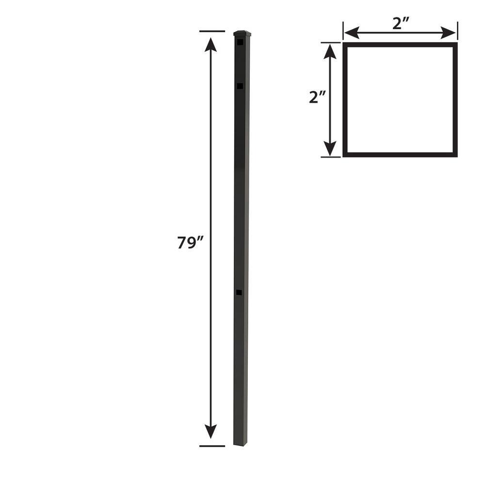 FORGERIGHT 79 in. H 3-Rail Deluxe Black Aluminum EndGate Fence Post with Cap 836133