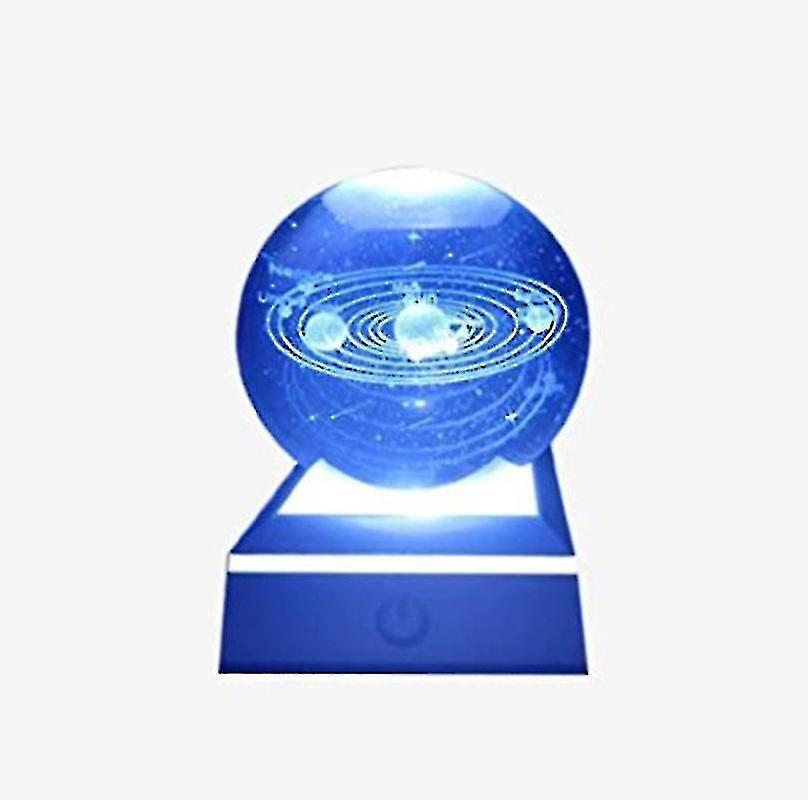 Solar System Crystal Ball 80mm Solar System With Touch Switch Led Light Base Cosmic Model With Planet Name