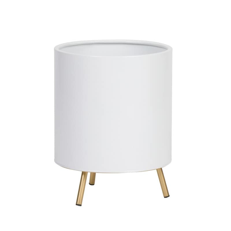 Raya White Mid Century Modern Planter with 3 Leg Metal Base