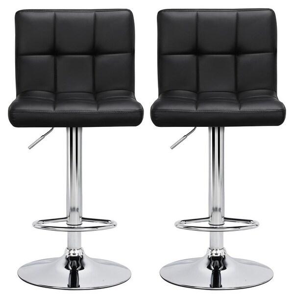 Yaheetech 2pcs Adjustable Modern Faux Leather Swivel Bar Chairs