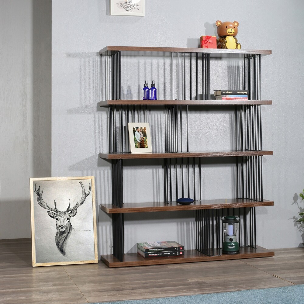 DAVEE Modern   Contemporary Antique Wood 4 tier Bookcase   57.87*47.24*11.81 inches