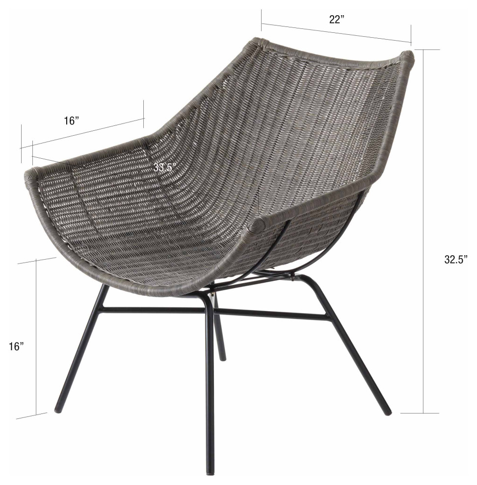 Kamala Gray Stained Rattan Lounge Chair   Tropical   Armchairs And Accent Chairs   by DESIGN IDEAS  Houzz