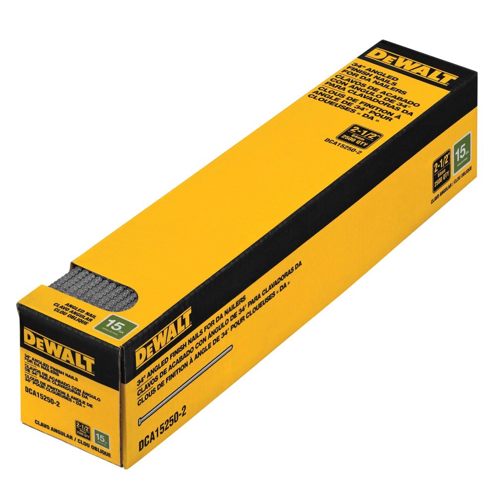 DEWALT 15 Gauge 2 1/2 in DA Style Angled Finish Nails 2500qty DCA15250-2 from DEWALT