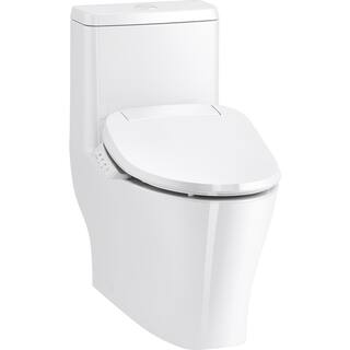 KOHLER Reach 1-piece 0.8 or 1.28 GPF Compact Dual Flush Elongated Toilet in White Seat Not Included K-23188-HC-0