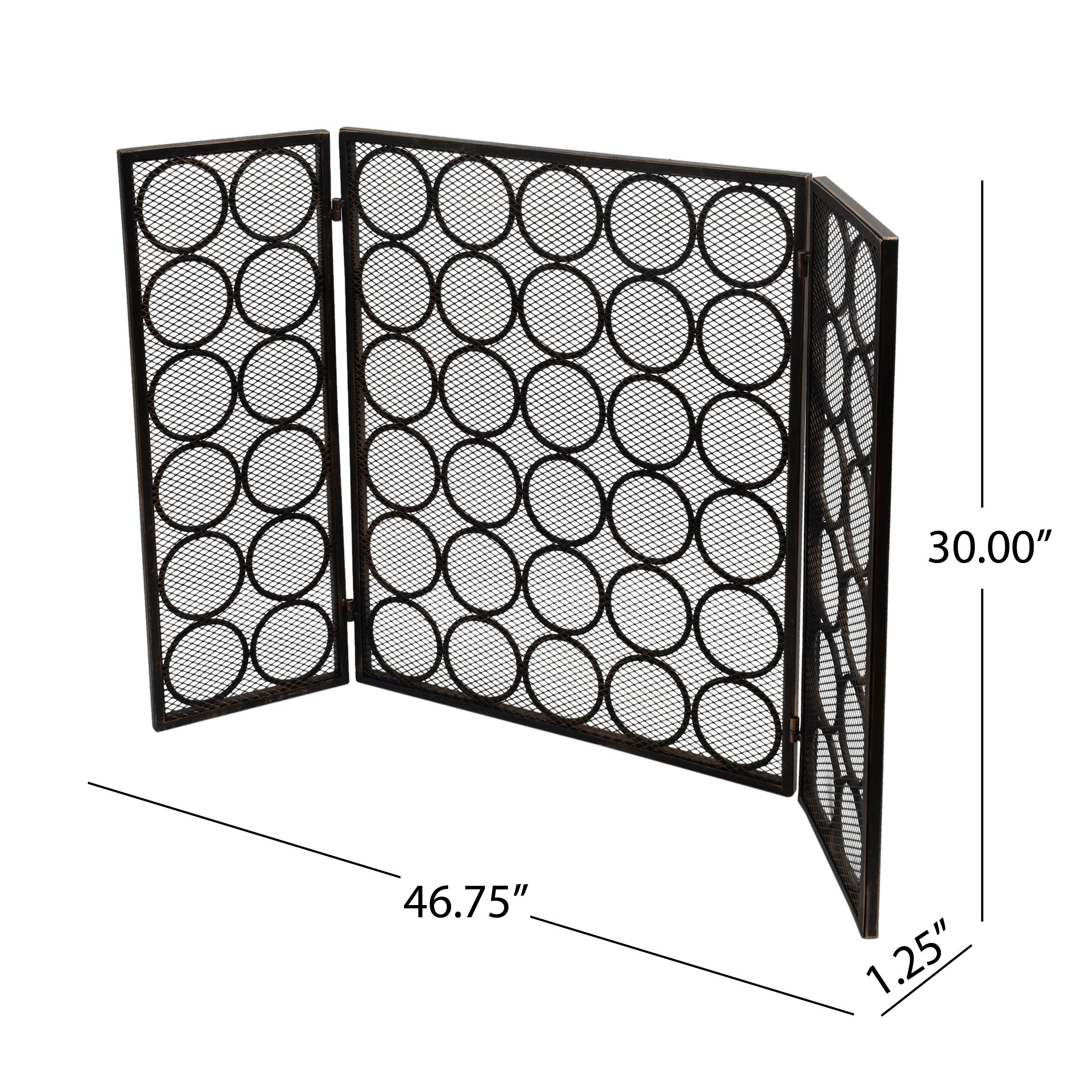 Koda Modern Three Panel Iron Firescreen