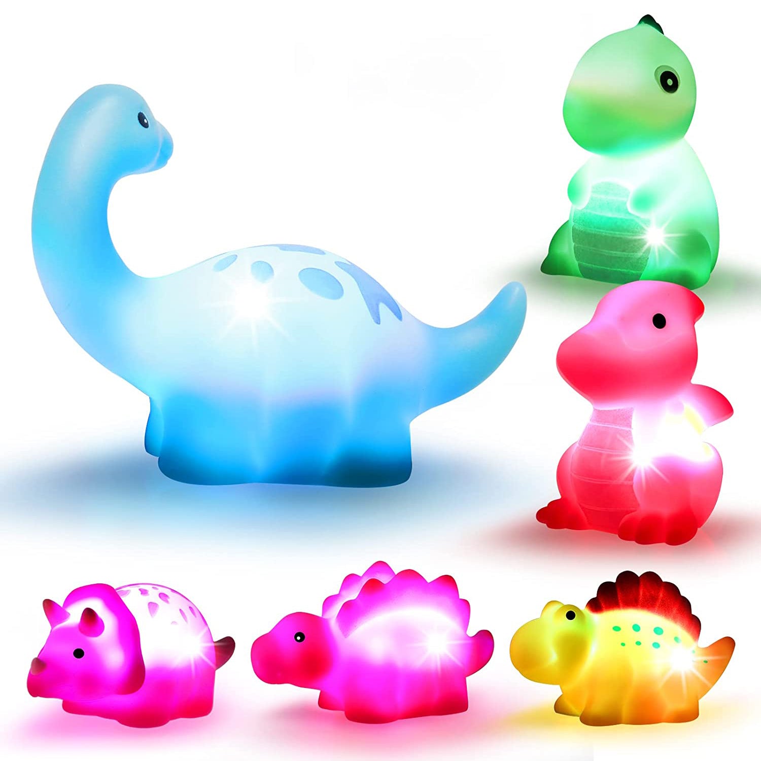 Bath Toys for Kids， Dinosaur Light-Up Floating Bath Toys for Toddler， Baby Bathtub Toys for Boys Girls， Ages 3 4 5 6 Year Old