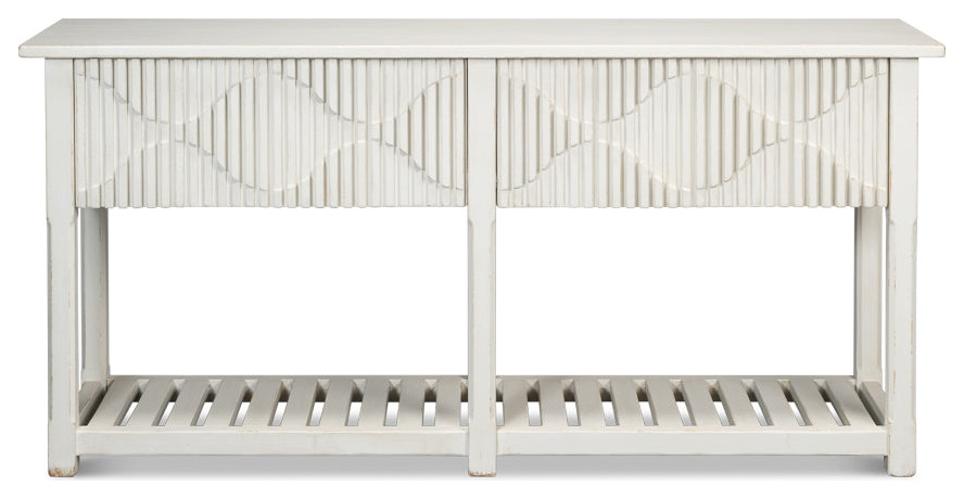 Lola Console Table With Drawers and Shelf Antique White   Transitional   Console Tables   by Sideboards and Things  Houzz