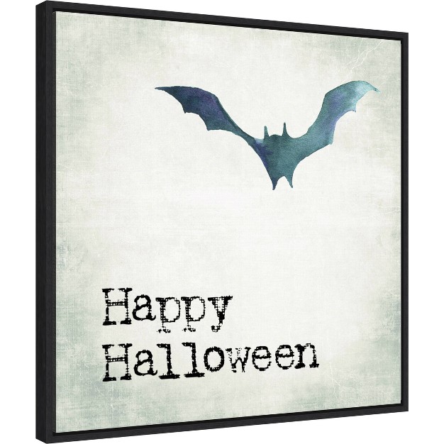 X 22 quot Happy Halloween Bat Grunge Portfolio Framed Wall Canvas Amanti Art