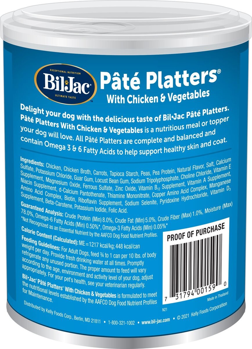 Bil-Jac Pate Platters with Chicken and Vegetables Canned Dog Food