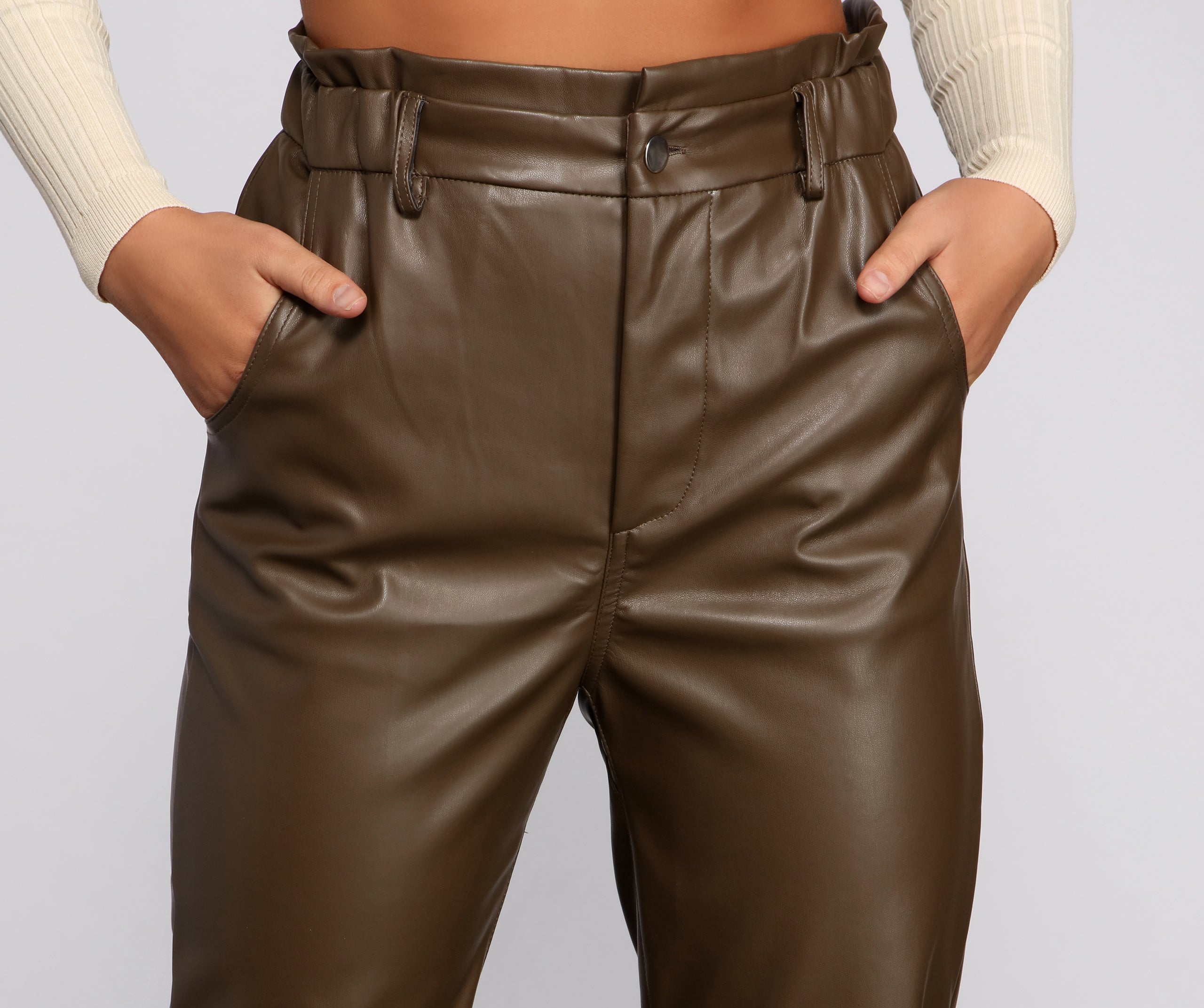 Polished N' Edgy Faux Leather Paper Bag Pants