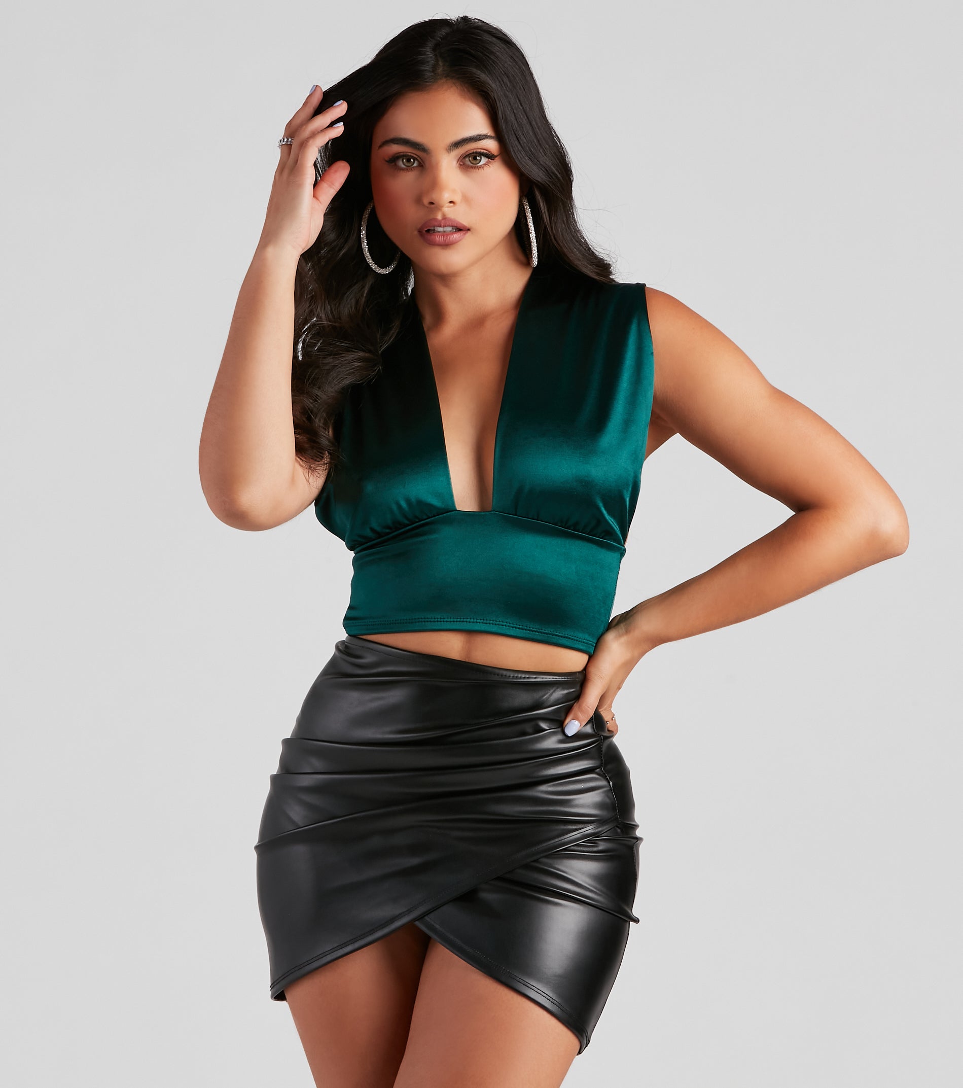 Sleek Satin Convertible Crop Top