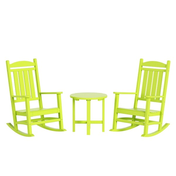 Polytrends Laguna Hdpe All Weather Outdoor Patio Rocking Chairs With Side Table (3Piece Set)